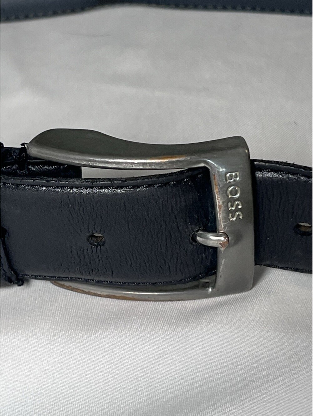 HUGO BOSS-Black Calfskin Leather Belt-Size 46-Made in Italy